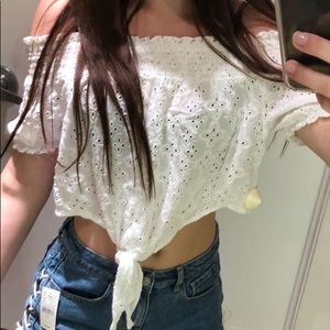 PacSun White Lace Off Shoulder Blouse